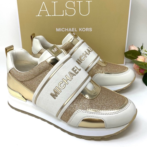 Michael Kors Teddi Trainer Slip On Glitter Gold - Picture 5 of 8